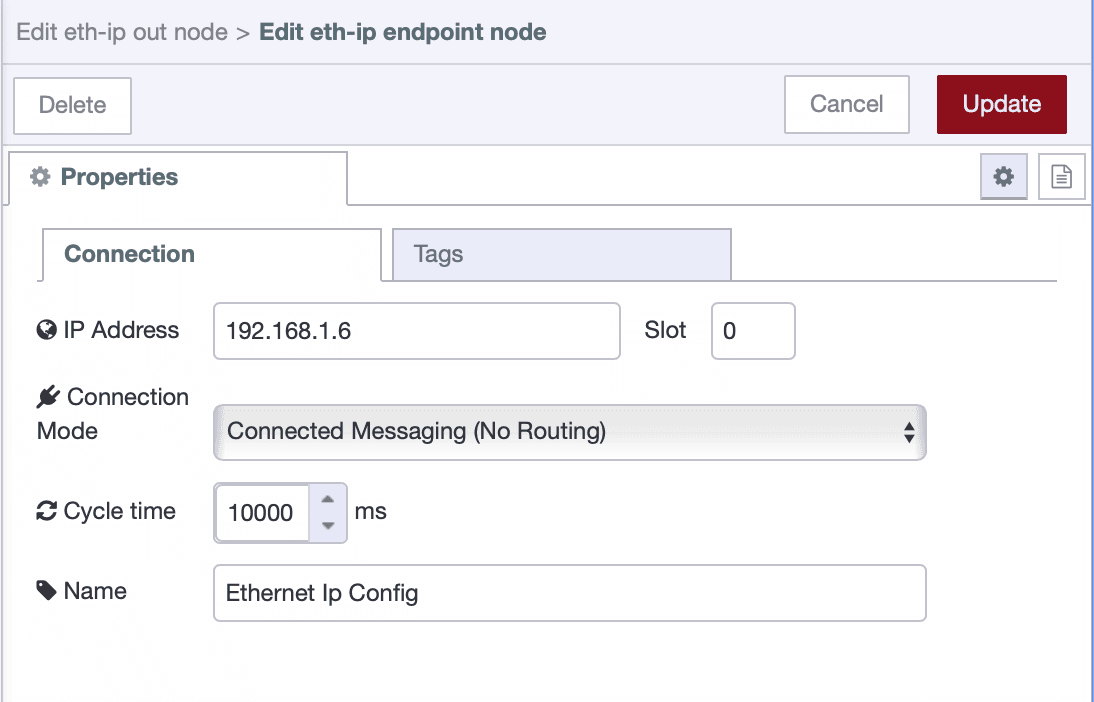 EtherNet/IP Node Configuration